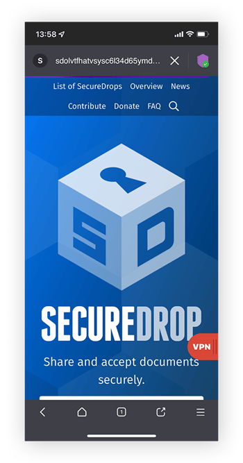 SecureDrop 文件共享网站，仅可通过暗网浏览器访问